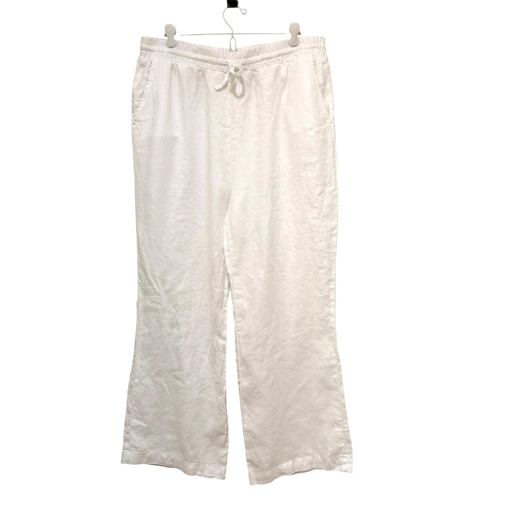 Seasalt Cornwall Women White Linen Pant Resort Vacation Classic Size 12